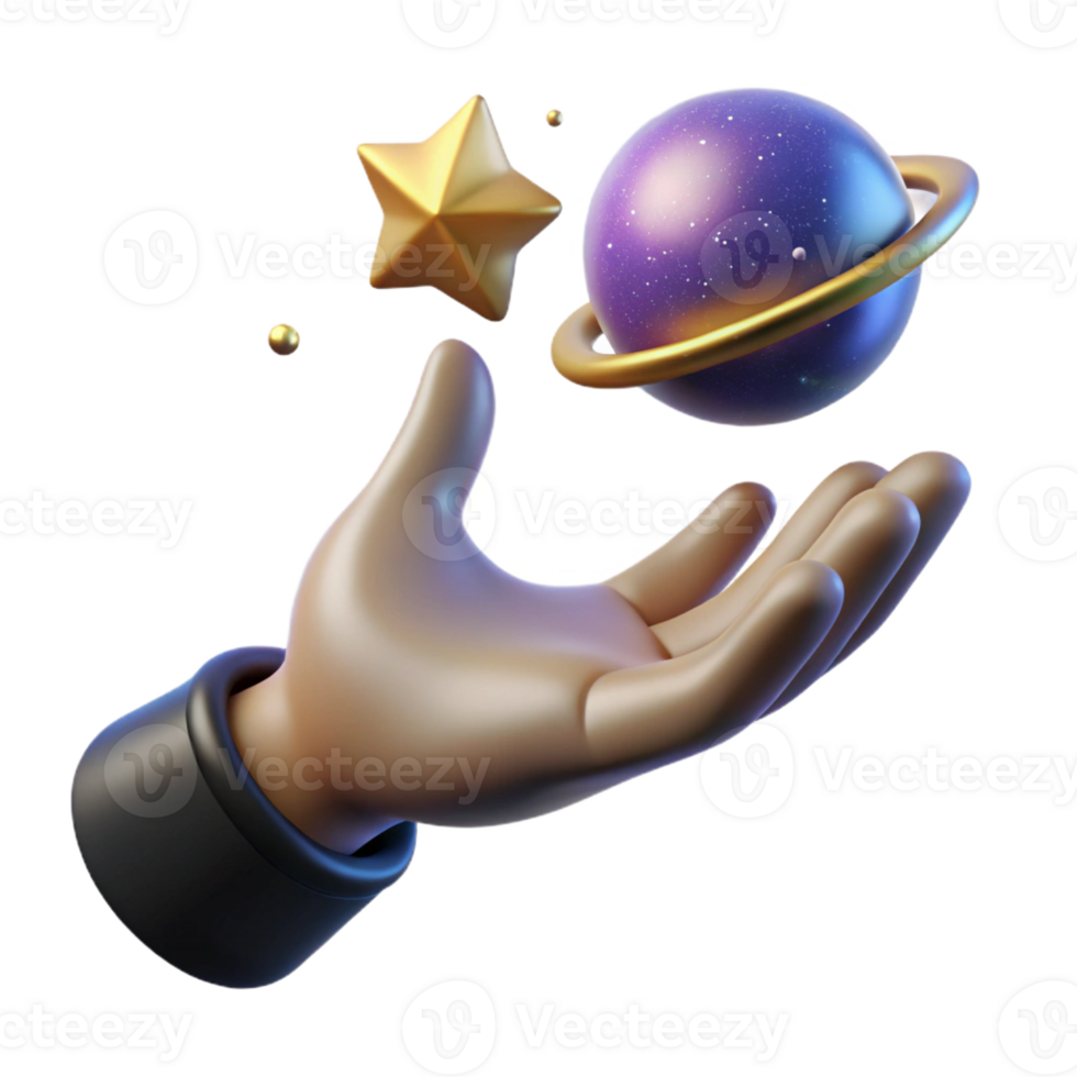 extraordinary contemporary A cosmic hand reaching out from the void, grasping a single star. Symbolic, powerful imagery high resolution png
