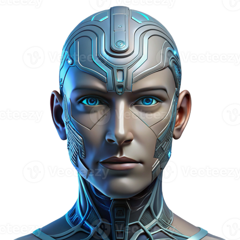 wonderful minimalist A human face with intricate circuitry embedded beneath the skin, cool, clinical lighting, cyberpunk style authentic png