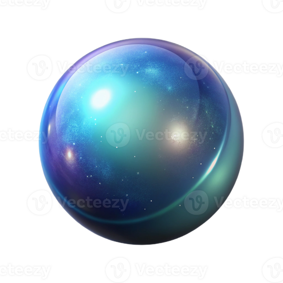 beautiful contemporary A single, perfect sphere reflecting the light of distant galaxies. Abstract, minimalist style genuine png