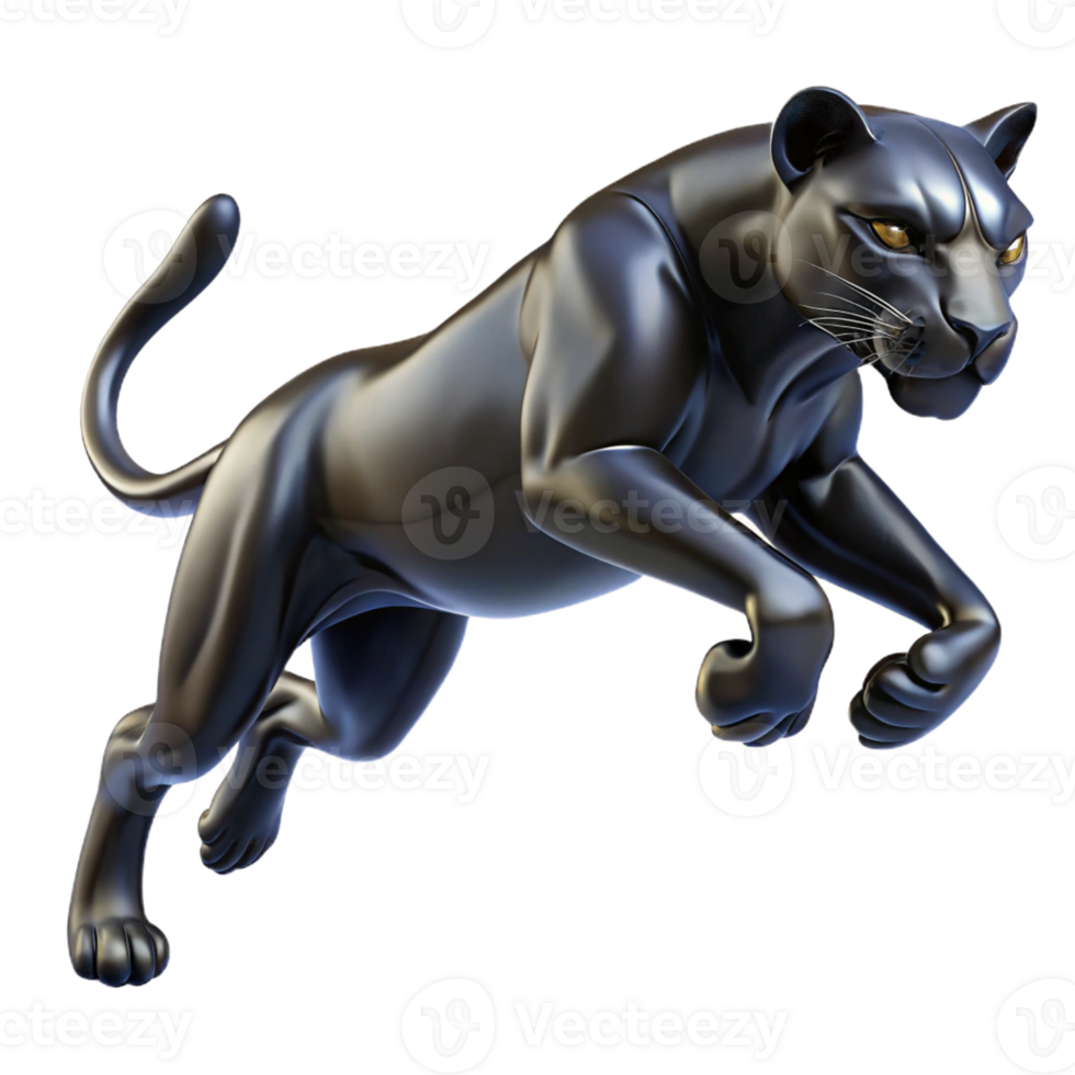 serene traditional A sleek black panther gracefully leaping through the air, muscles rippling, illuminated by dramatic chiaroscuro lighting, in a dynamic comic book style premium png