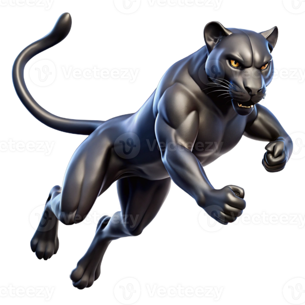 dramatic minimalist A sleek black panther gracefully leaping through the air, muscles rippling, illuminated by dramatic chiaroscuro lighting, in a dynamic comic book style premium png