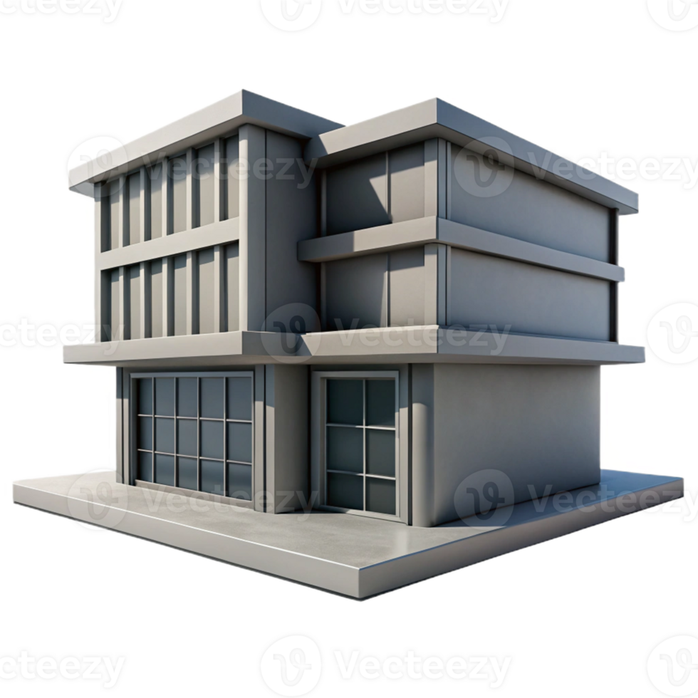 serene modern A minimalist concrete Brutalist office building, harsh shadows, grayscale, architectural photography style premium png