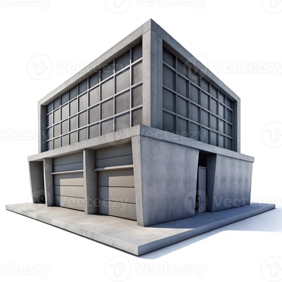 impressive modern A minimalist concrete Brutalist office building, harsh shadows, grayscale, architectural photography style high resolution png