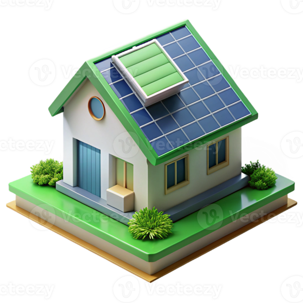 stunning abstract Sustainable eco-house, solar panels, green roof, integrated with the natural environment, environmentally conscious style exclusive png