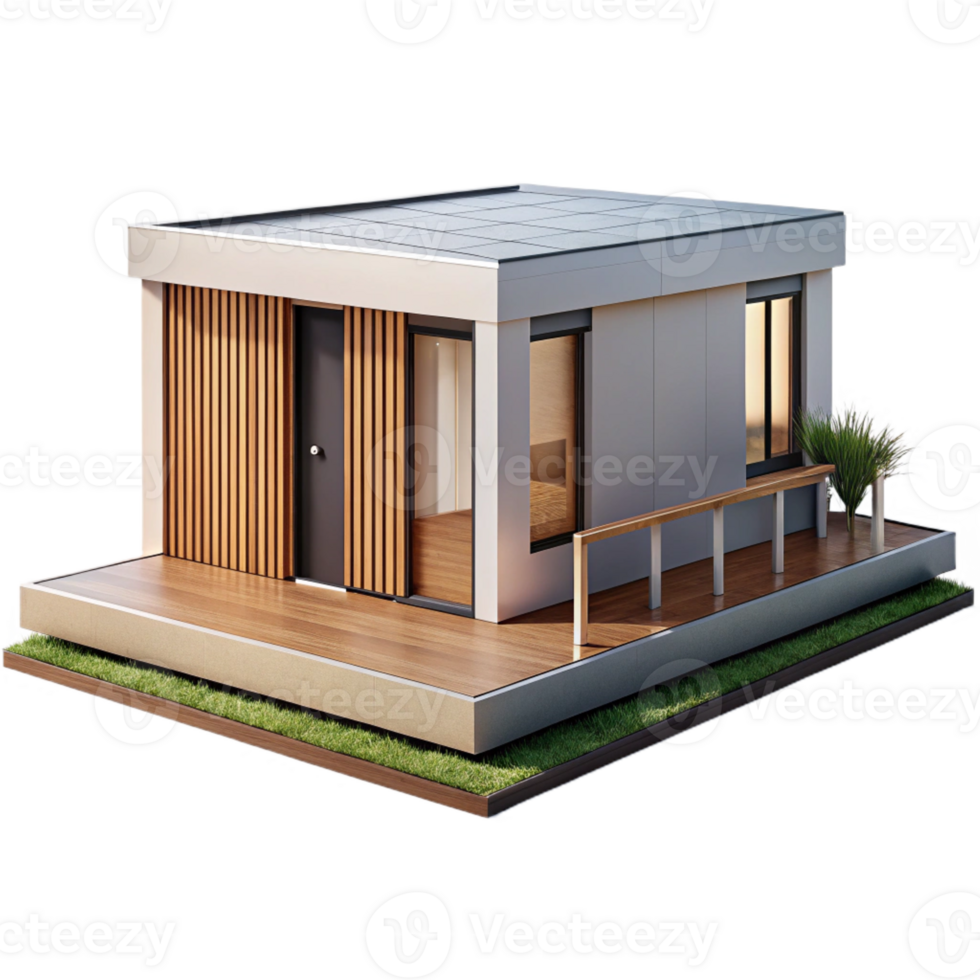 elegant creative Prefabricated modular home, minimalist design, clean lines, modern and efficient style original png