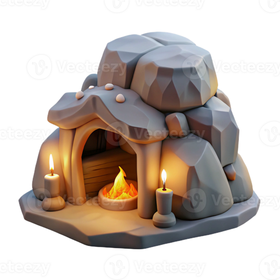 elegant rustic A subterranean dwelling carved into rock, warm firelight, cozy style, painted illustration style detailed png