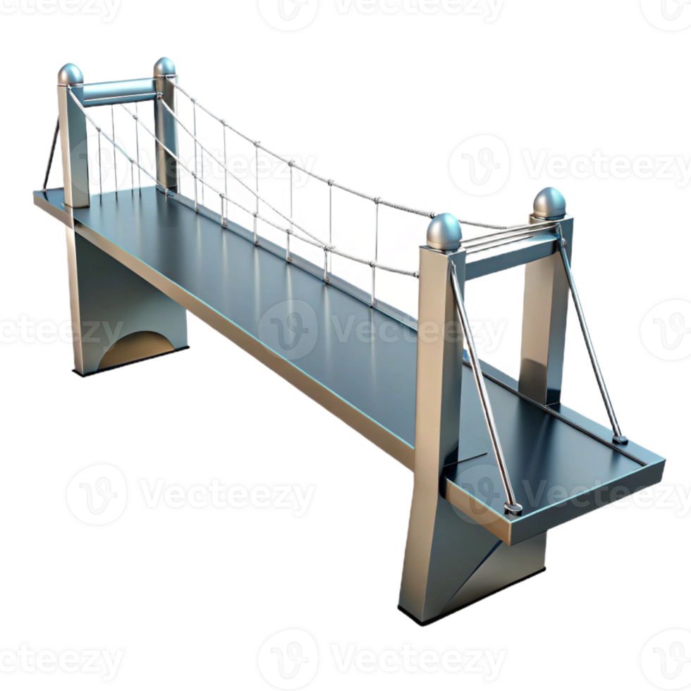 wonderful rustic A sleek, glass and steel suspension bridge spanning a vast chasm, dramatic lighting, hyperrealistic style genuine png