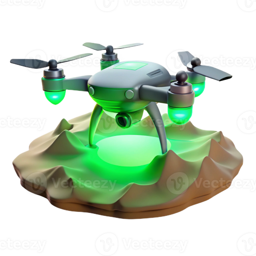 beautiful vintage A solitary drone hovering over a desolate wasteland, illuminated by a sickly green sky, cinematic and ominous, 4K png