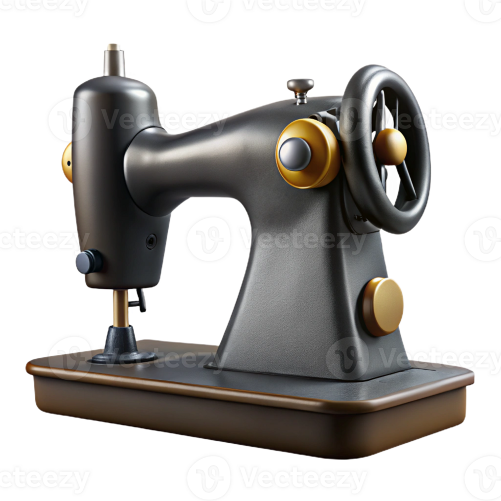 magnificent creative A charcoal drawing of a vintage sewing machine, strong contrasts, dramatic chiaroscuro lighting, realism style authentic png