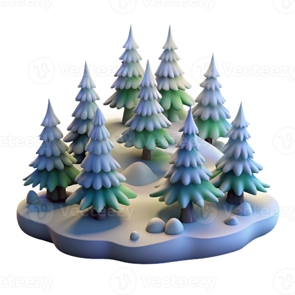 stunning abstract A snow-covered evergreen forest, serene and peaceful, soft lighting, realistic style detailed png