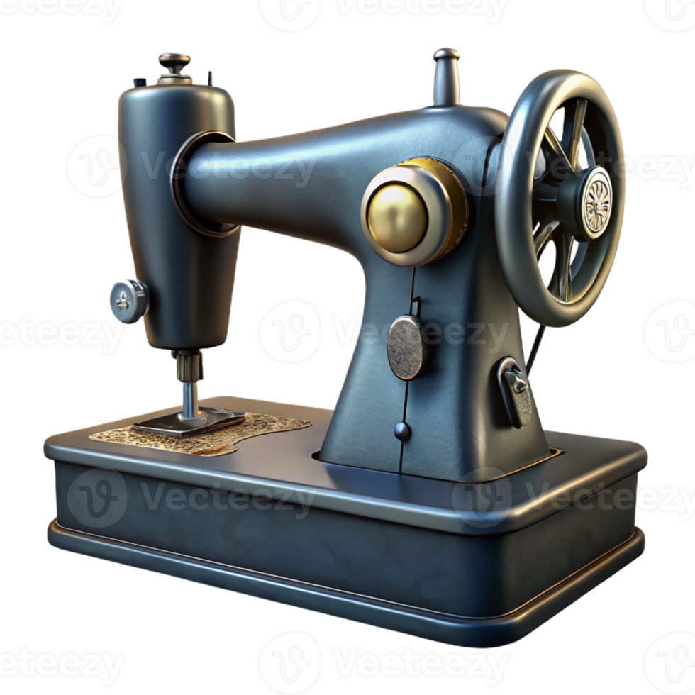 extraordinary vintage A charcoal drawing of a vintage sewing machine, strong contrasts, dramatic chiaroscuro lighting, realism style 4K png