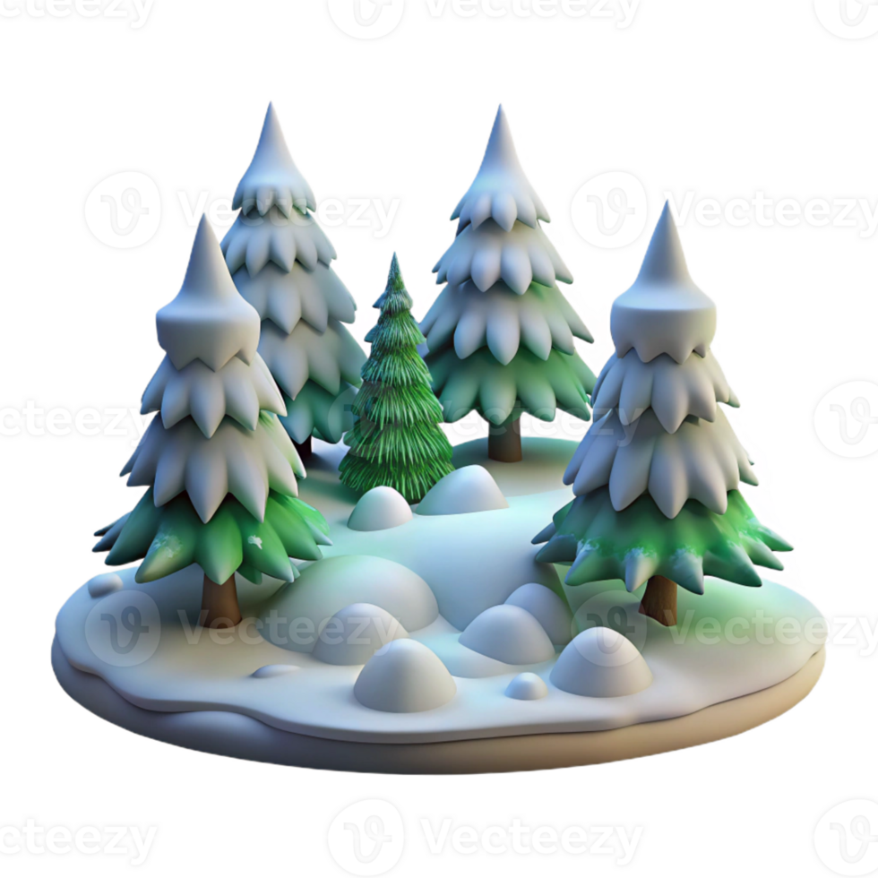 impressive artistic A snow-covered evergreen forest, serene and peaceful, soft lighting, realistic style 4K png