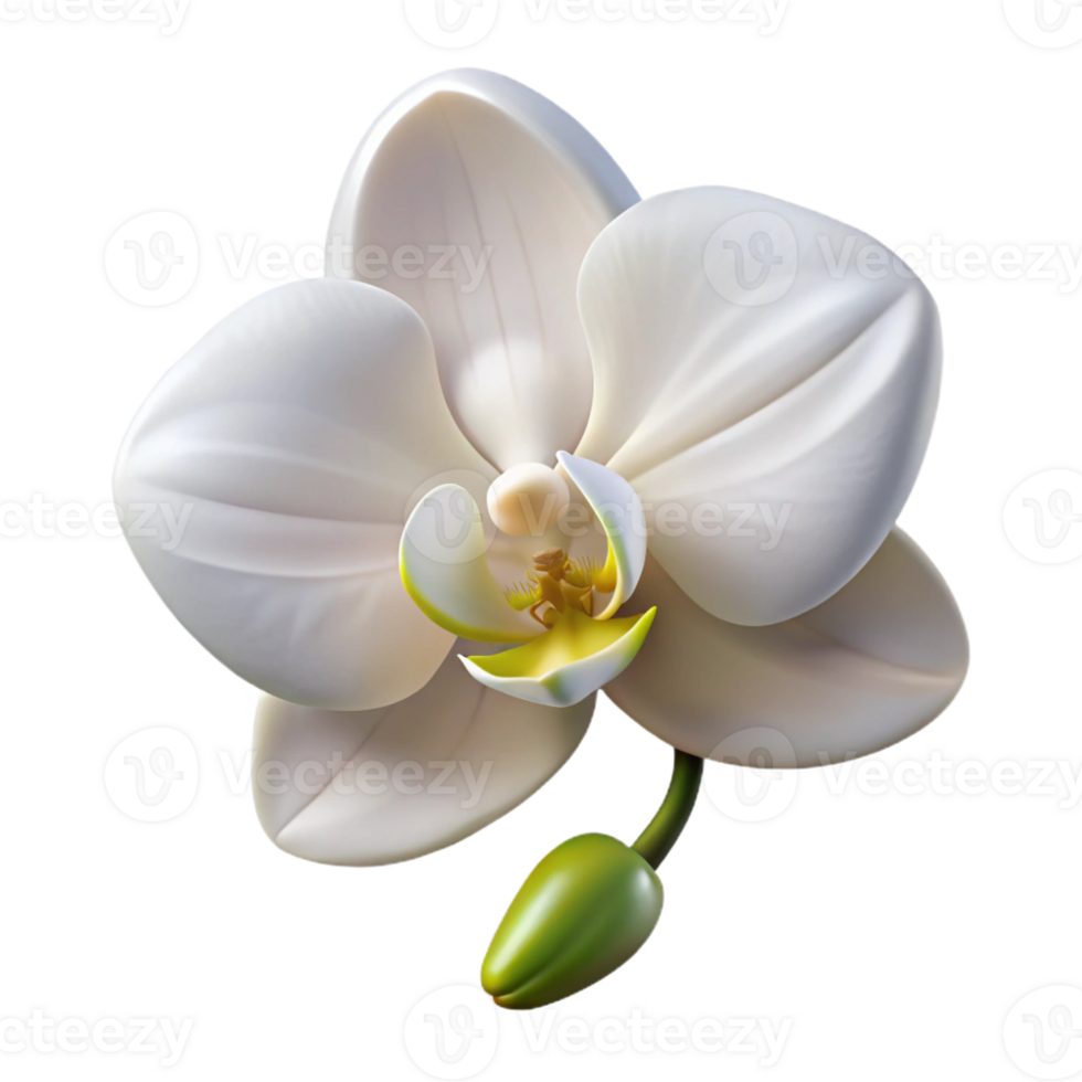 serene contemporary A single, perfect white orchid, delicate and elegant, soft lighting, photorealistic style original png