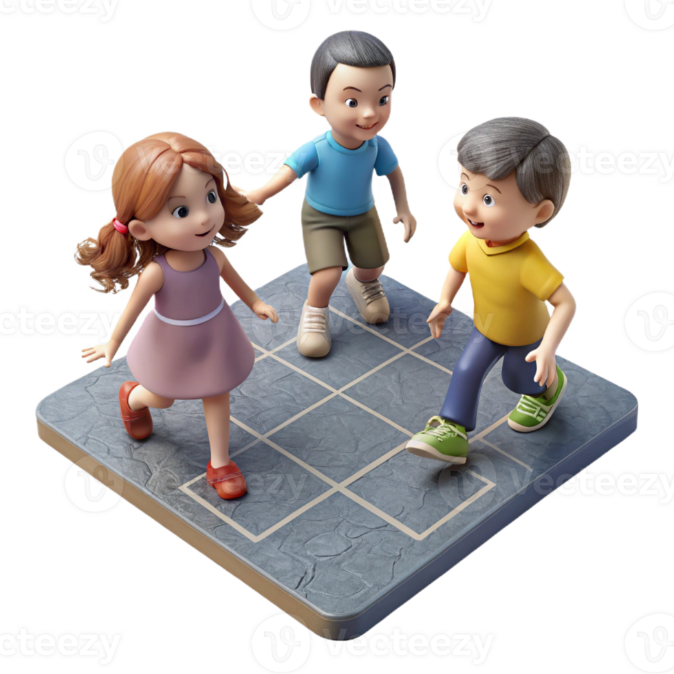 extraordinary traditional A vintage photograph of a group of children playing hopscotch on a sidewalk, grainy texture, natural daylight, candid street photography style exclusive png
