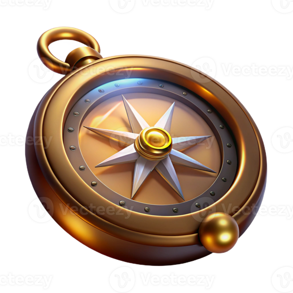 dramatic modern A digital painting of a vintage compass, glowing brass details, soft ambient lighting, steampunk style 4K png