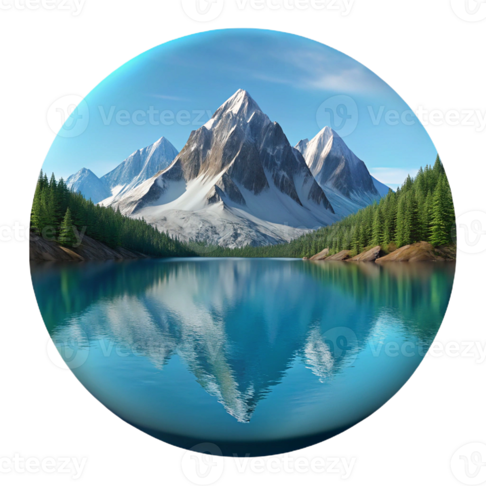 extraordinary artistic A crystal-clear lake reflecting the surrounding mountains, serene and peaceful, realistic style 4K png