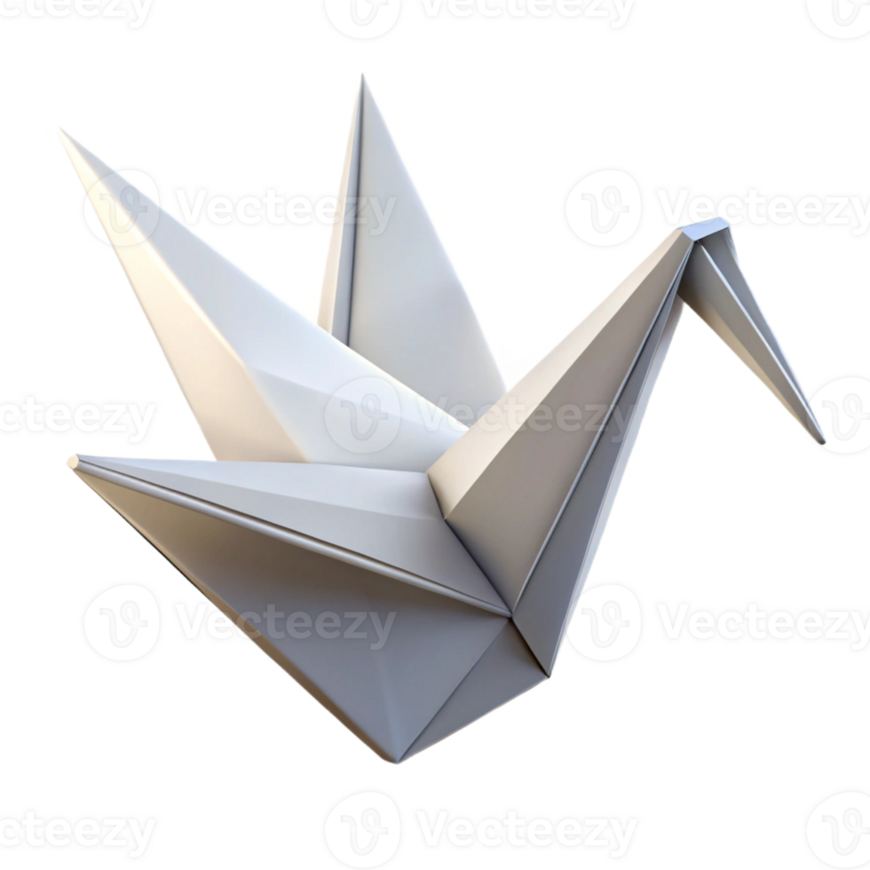 serene traditional A single, white origami crane, delicately folded, with soft, diffused lighting from all sides genuine png