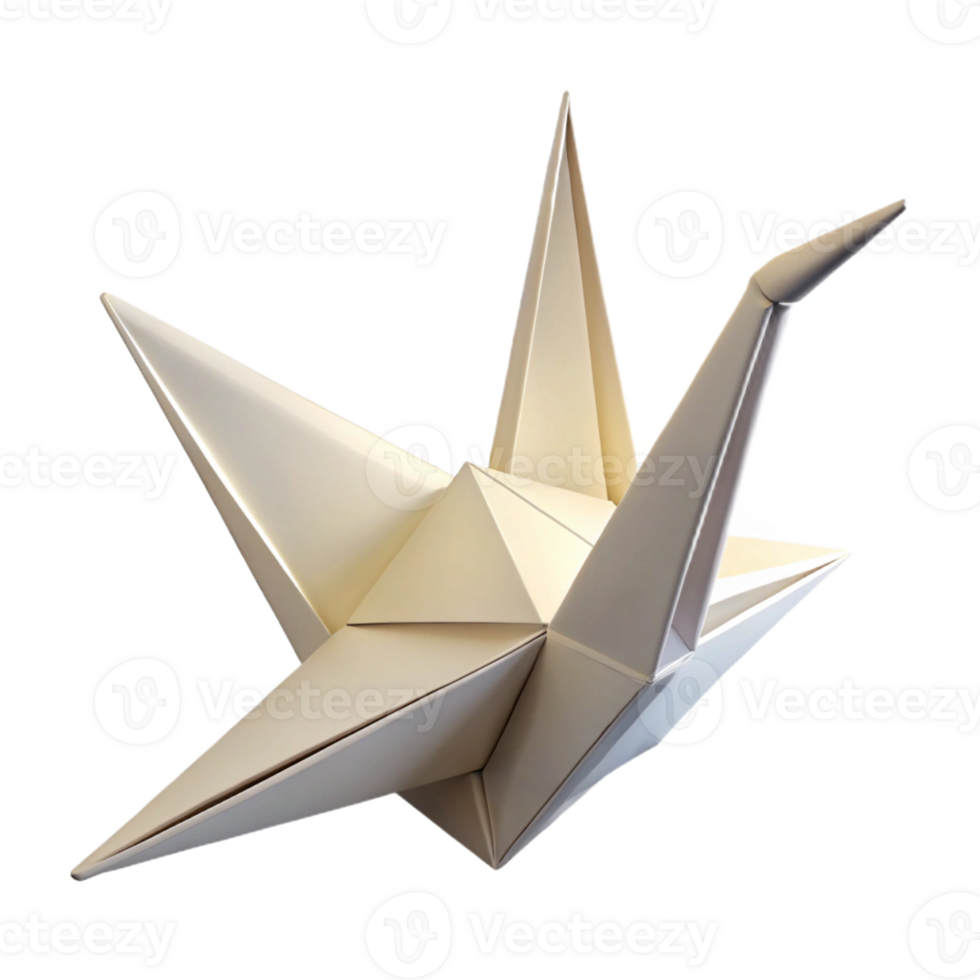 serene classic A single, white origami crane, delicately folded, with soft, diffused lighting from all sides high resolution png