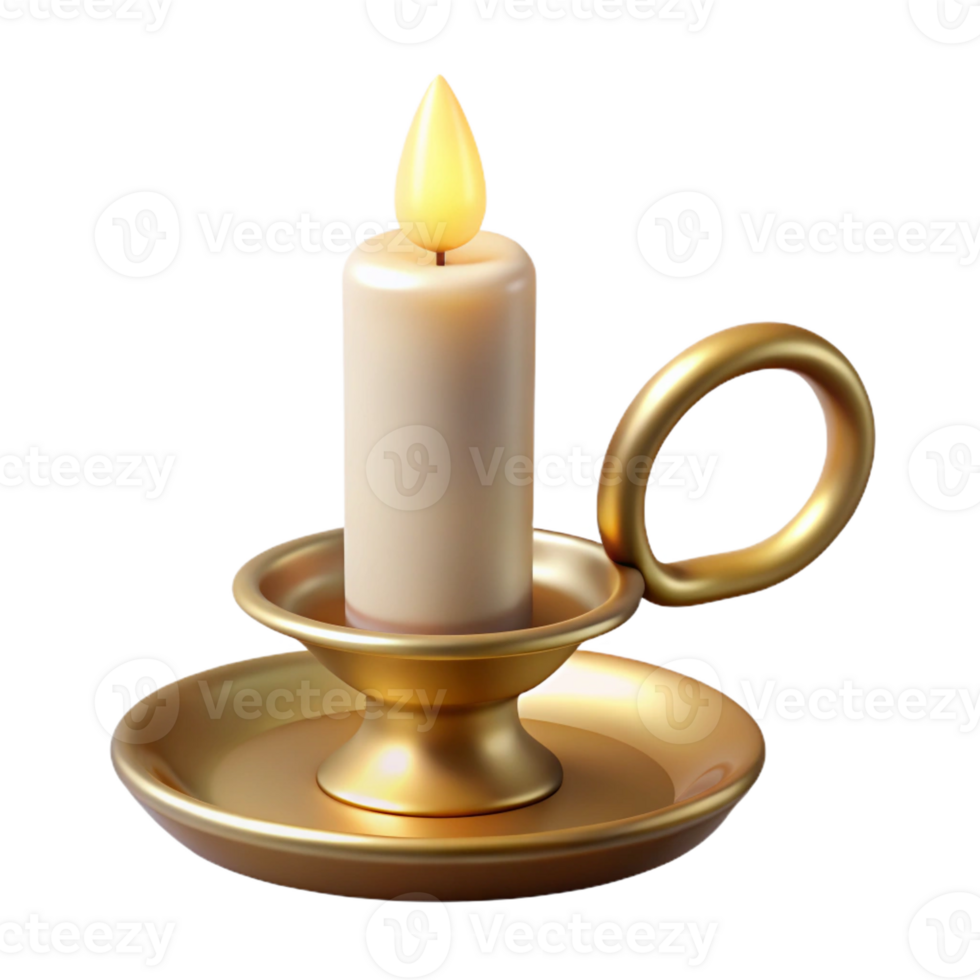 extraordinary abstract A single, unlit white candle in a brass holder, with a strong directional light from the right exclusive png