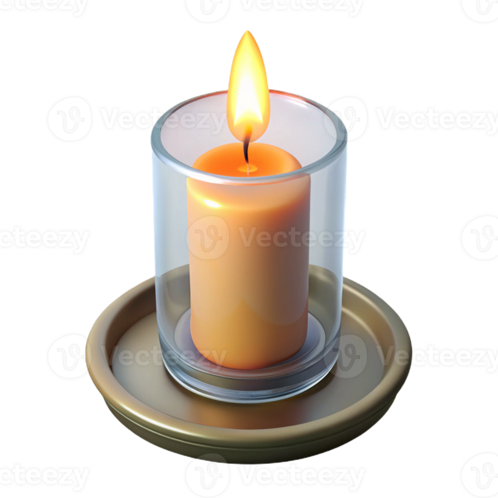 impressive abstract A single, lit candle in a simple glass holder, with the flame casting flickering shadows high resolution png