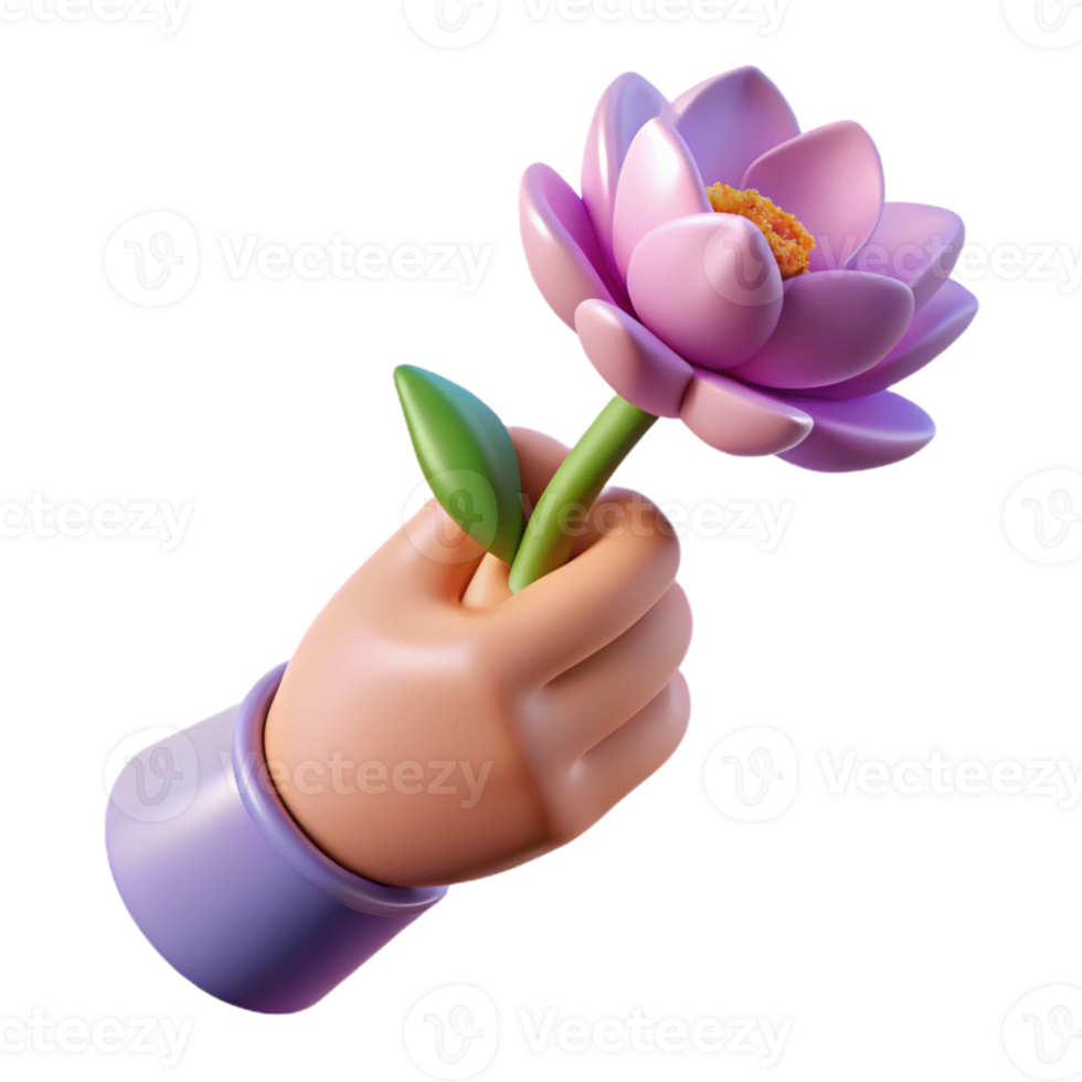 elegant modern A human hand holding a single flower, soft diffused light, realistic rendering, minimalist gesture study genuine png