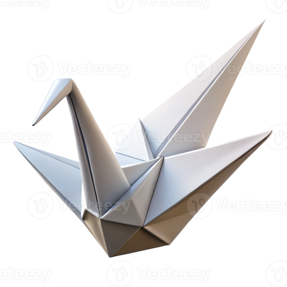 dramatic traditional A single, white origami crane, delicately folded, with soft, diffused lighting from all sides premium png