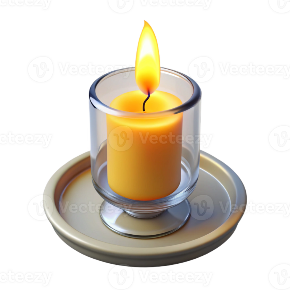 extraordinary minimalist A single, lit candle in a simple glass holder, with the flame casting flickering shadows 4K png
