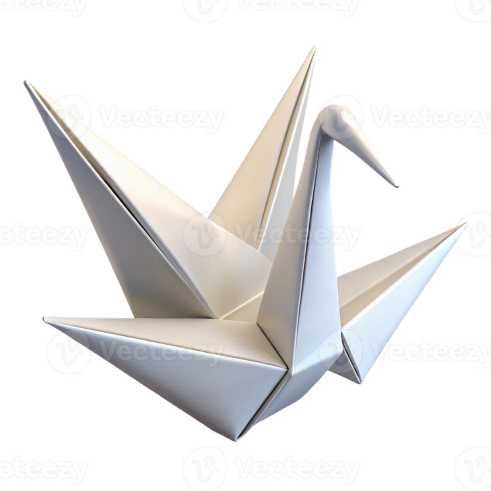 magnificent rustic A single, white origami crane, delicately folded, with soft, diffused lighting from all sides high resolution png