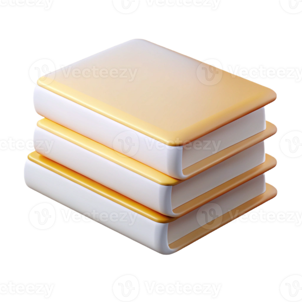 vibrant vintage A stack of three plain white books, slightly offset, with a warm, diffused light from behind professional png