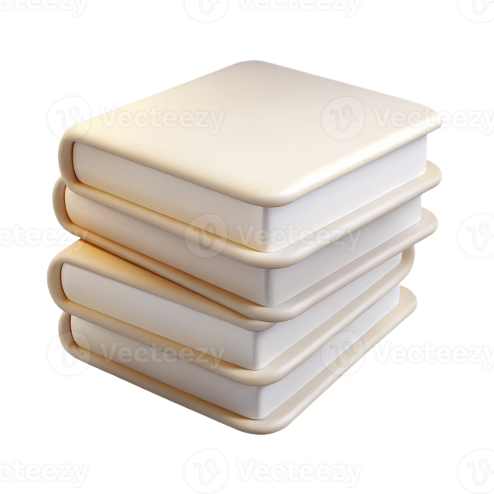 extraordinary abstract A stack of three plain white books, slightly offset, with a warm, diffused light from behind professional png