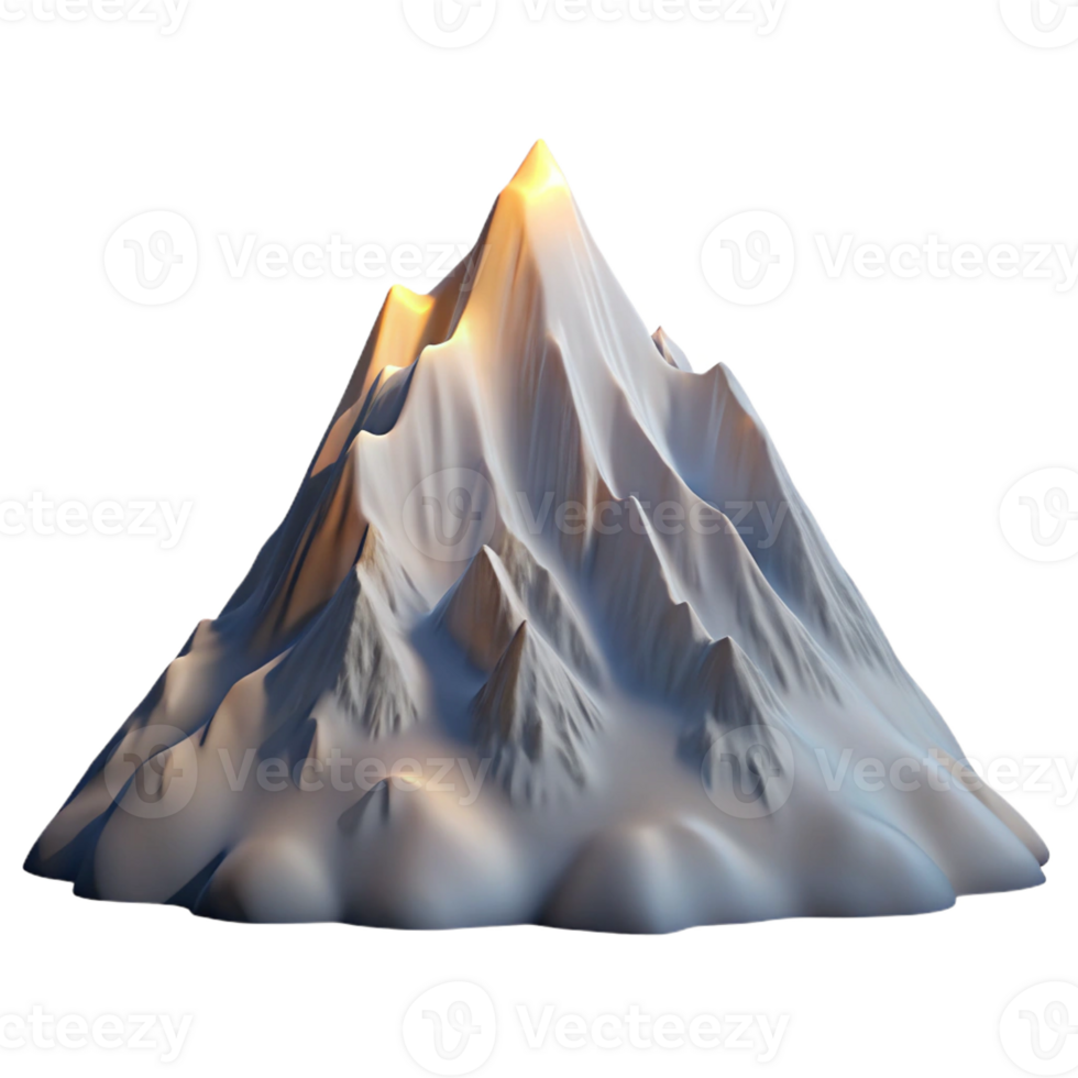 magnificent rustic A snow-covered mountain peak at sunrise, majestic, alpine landscape, realistic rendering high resolution png