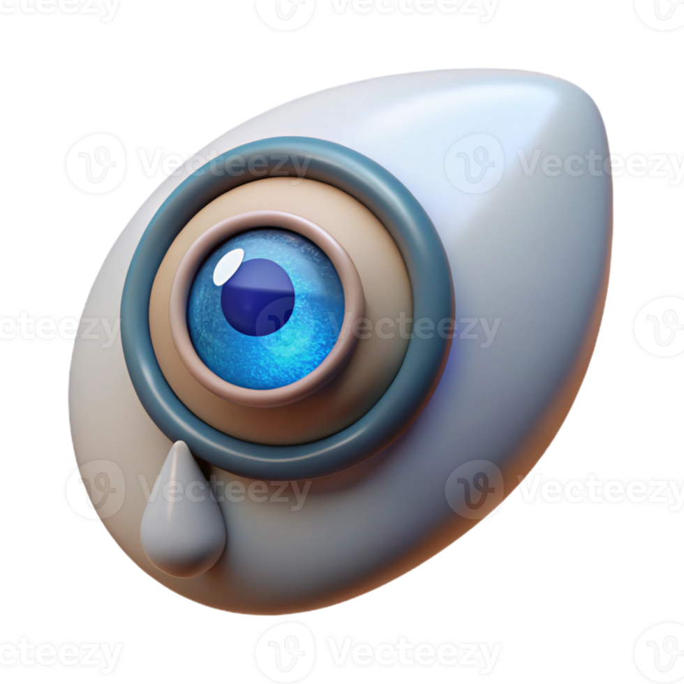 serene creative A close-up of a cybernetic eye shedding a single tear, melancholic and evocative, soft, diffused lighting high resolution png