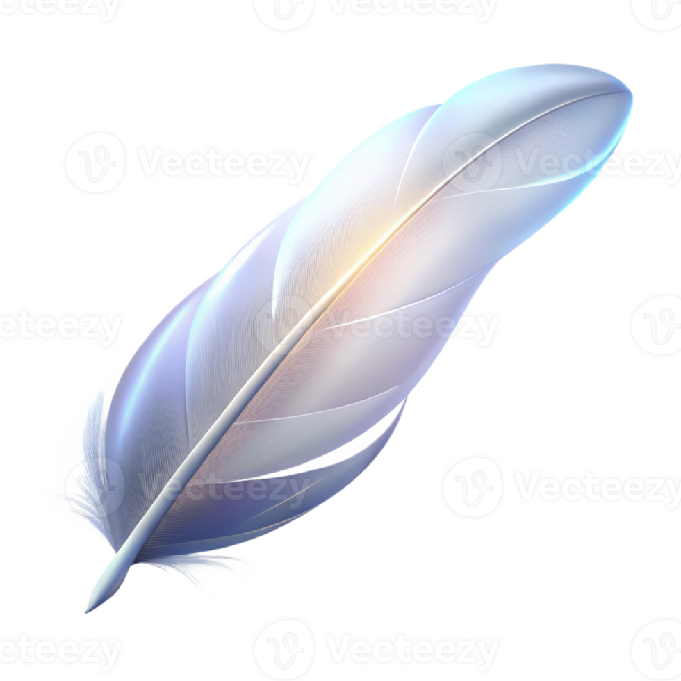 wonderful modern A floating, translucent white feather, gently illuminated by a soft, ethereal light authentic png