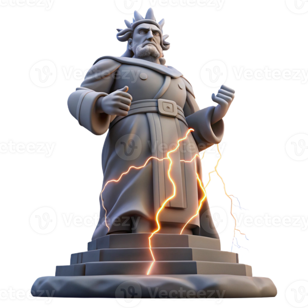 dramatic minimalist A towering statue of a tyrannical leader crumbling under a stormy sky, dramatic and symbolic, lit by flashes of lightning, premium png