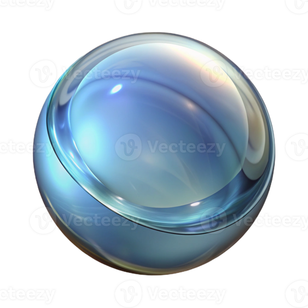 beautiful minimalist A single, glass marble, clear and reflective, with a distorted background visible within it high quality png