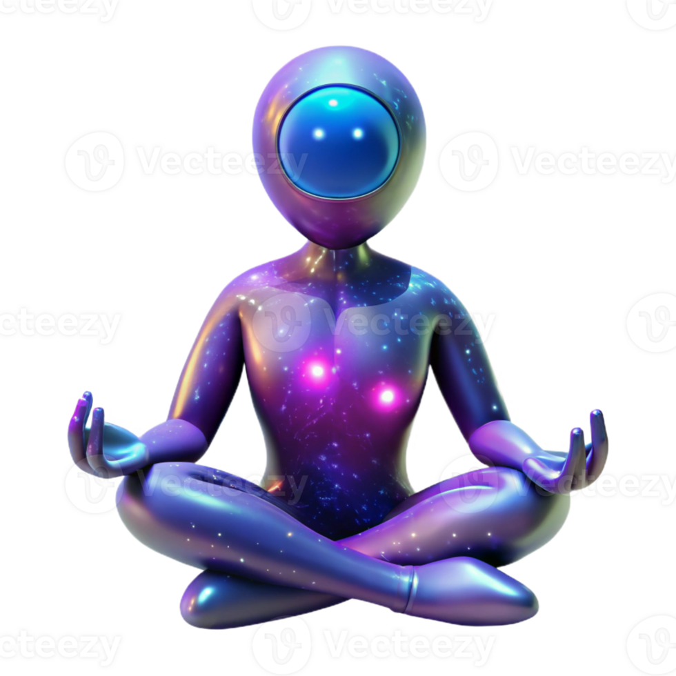 extraordinary modern A humanoid figure meditating within a nebula, their body radiating cosmic energy. Mystical, soft lighting professional png