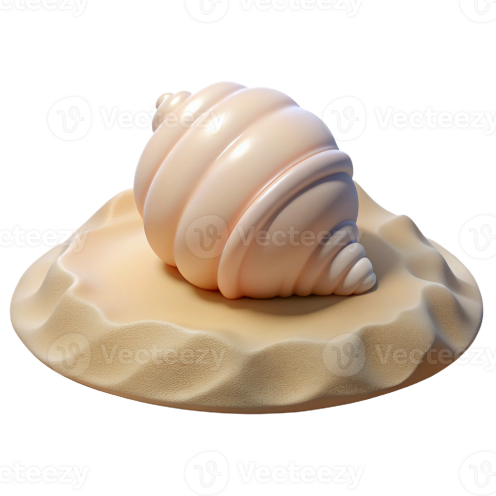 beautiful minimalist A seashell on a white sand beach, soft lighting, realistic rendering premium png