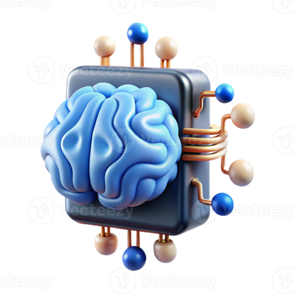 wonderful minimalist A brain-computer interface visualized by glowing neural connections between a human brain and a computer chip, in a scientific visualization style detailed png