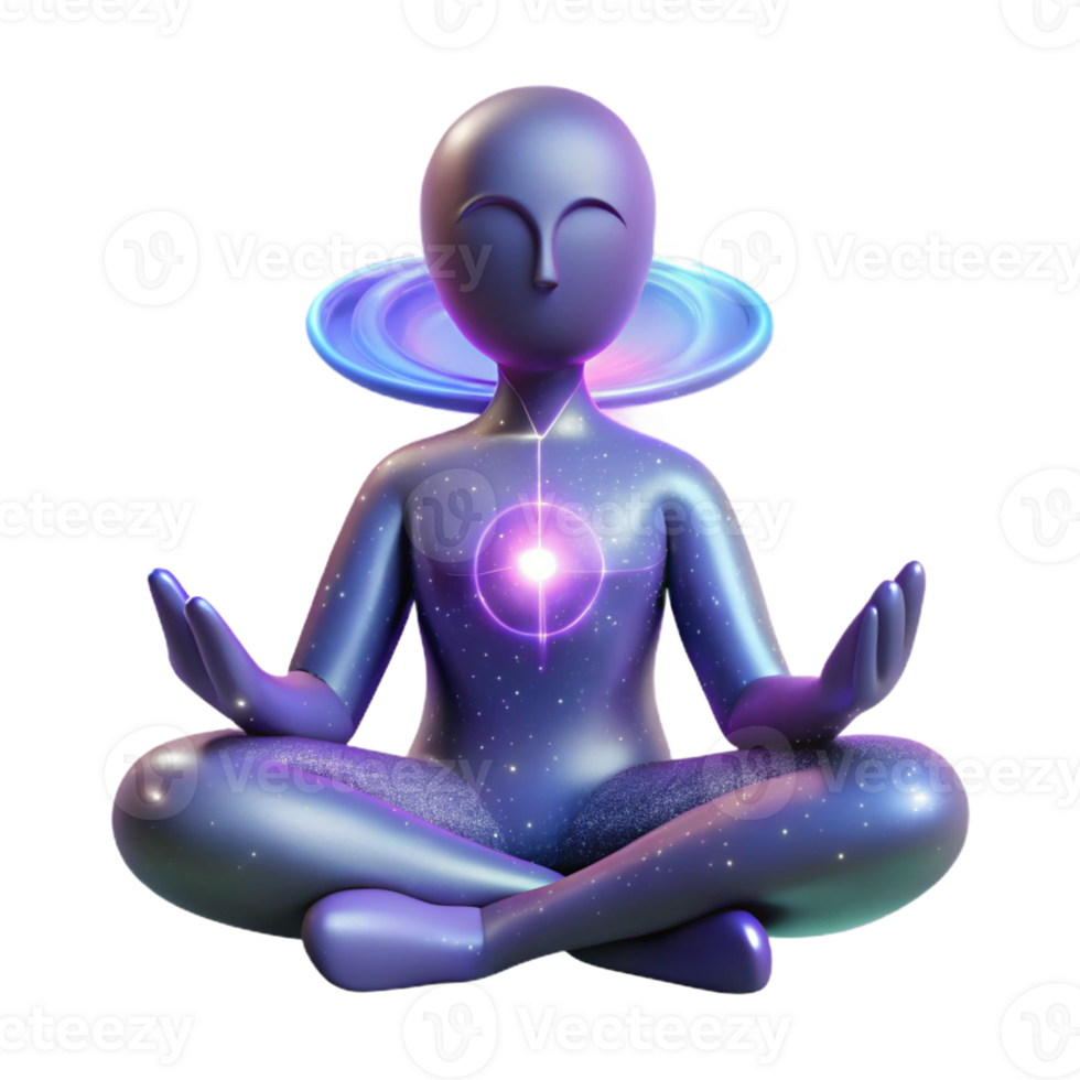 dramatic rustic A humanoid figure meditating within a nebula, their body radiating cosmic energy. Mystical, soft lighting original png