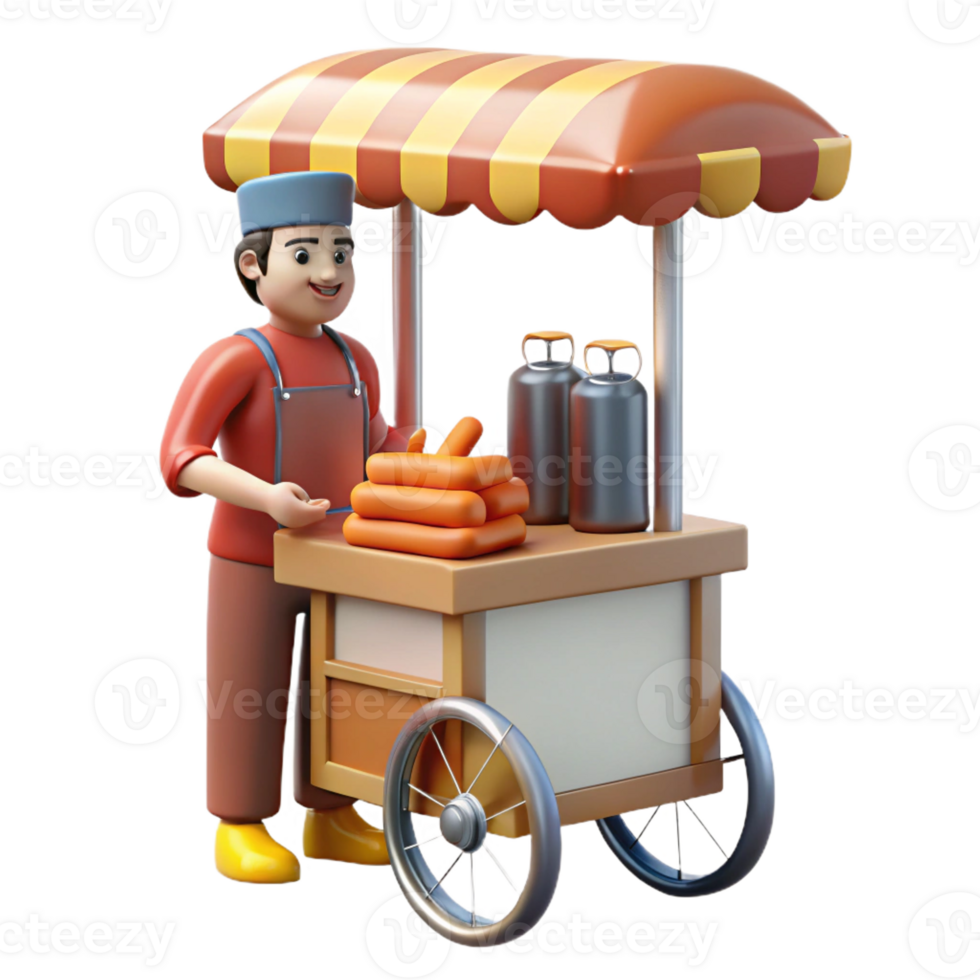 wonderful rustic Street vendor selling hot dogs, steam rising, bright city lights, street food photography style 4K png