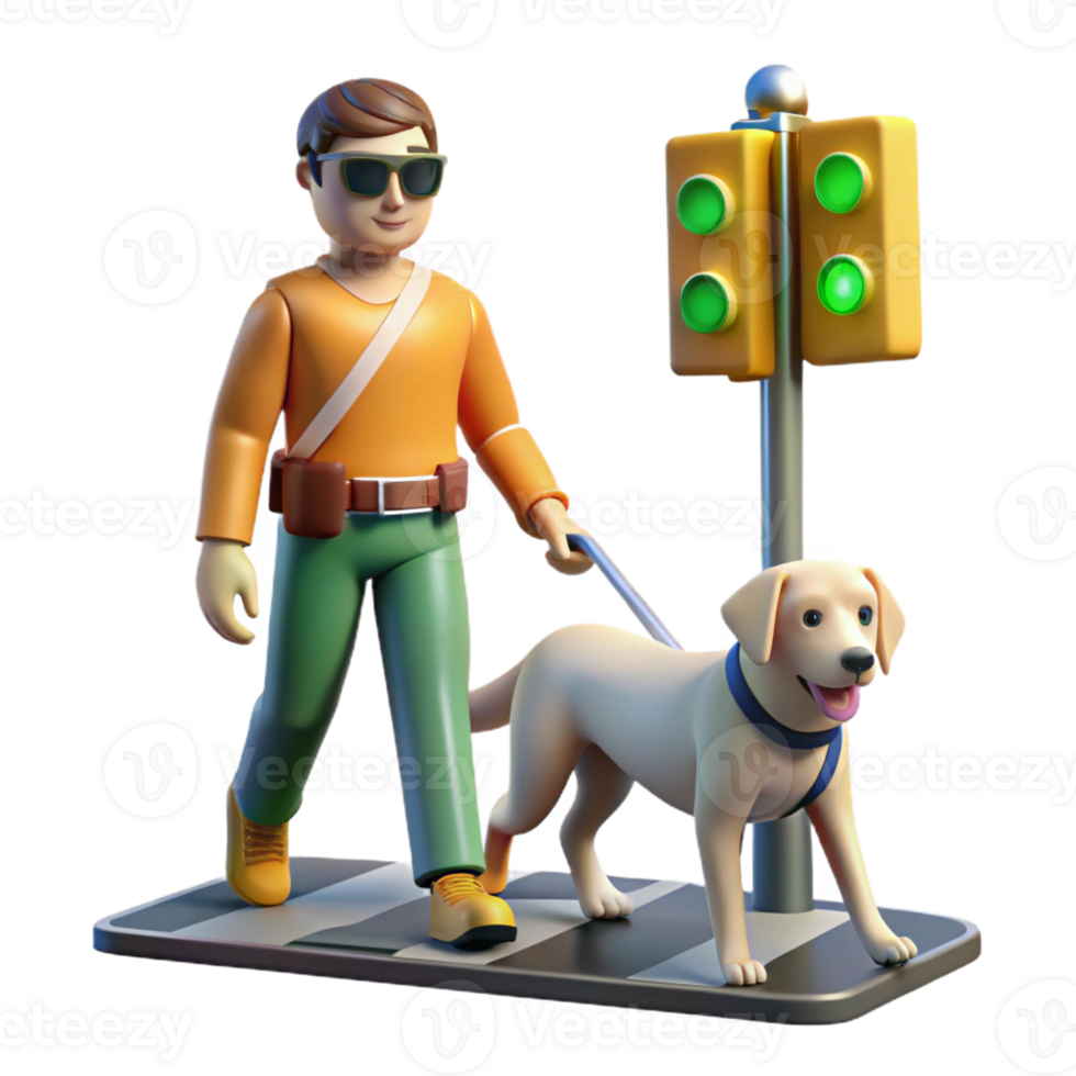 impressive abstract A robotic guide dog leading a visually impaired person through a busy street, illuminated by traffic lights. Street photography style exclusive png