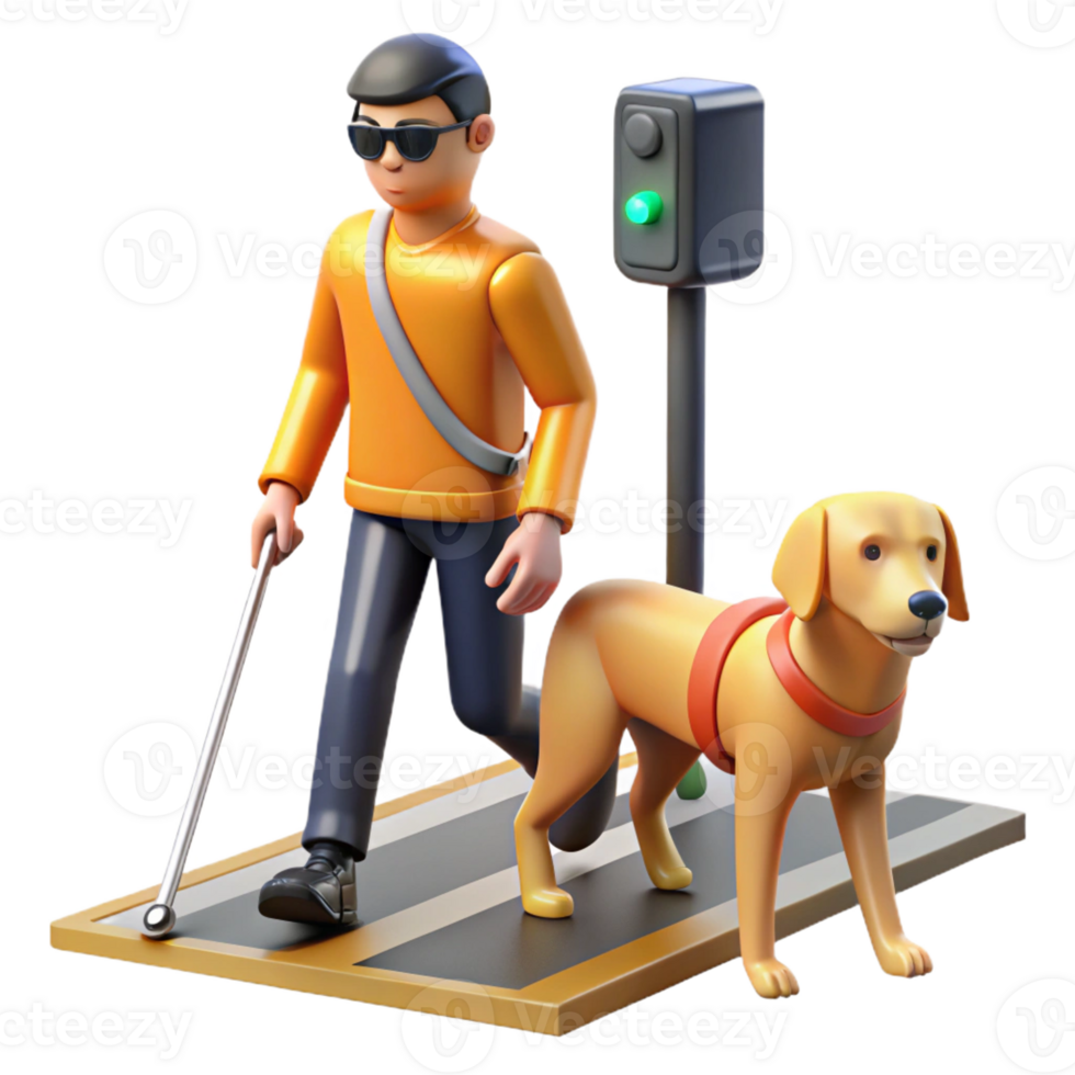 extraordinary rustic A robotic guide dog leading a visually impaired person through a busy street, illuminated by traffic lights. Street photography style 4K png