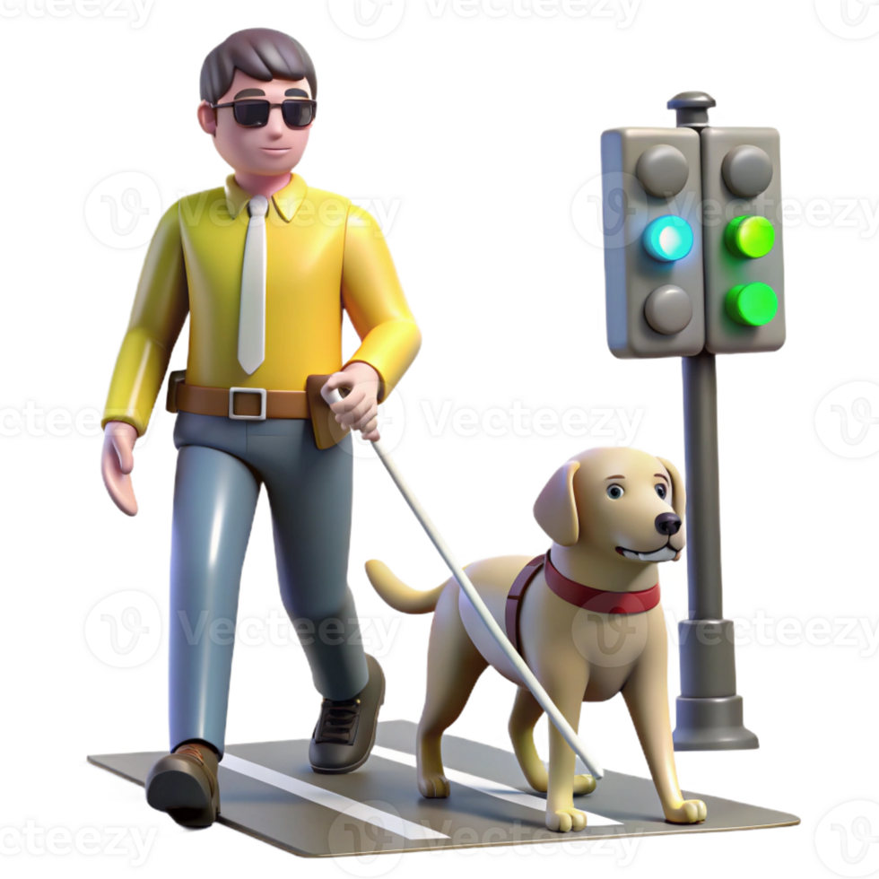 stunning abstract A robotic guide dog leading a visually impaired person through a busy street, illuminated by traffic lights. Street photography style high resolution png