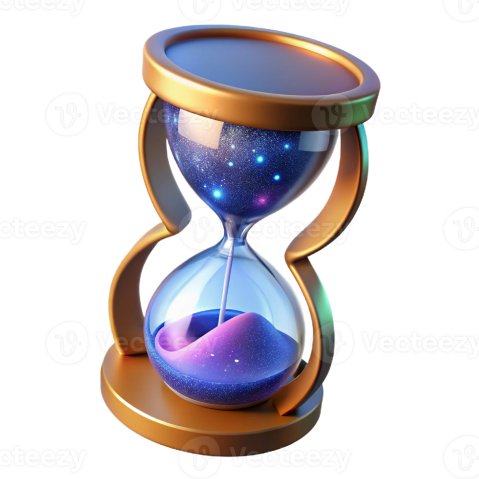 impressive classic A cosmic hourglass, filled with swirling stardust, representing the passage of time in the universe. Symbolic, ethereal style authentic png