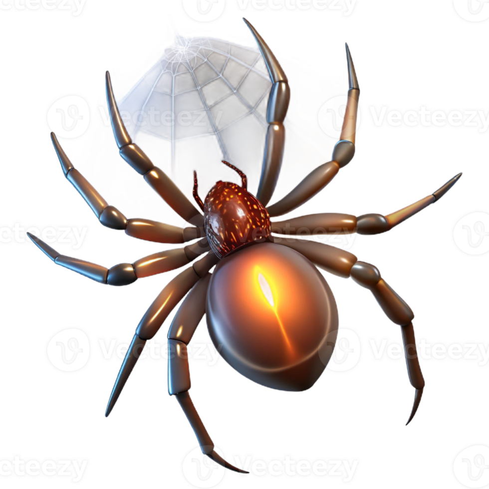 dramatic contemporary A spider spinning its intricate web, illuminated by a backlight. Macro photography, nature documentary style detailed png