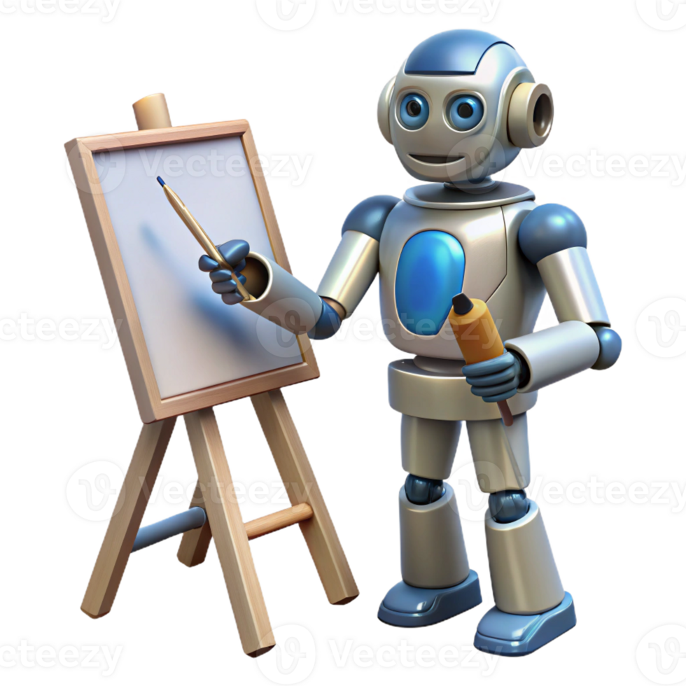 elegant modern A robotic teacher instructing a class of children, surrounded by interactive whiteboards and holographic displays. Educational illustration style professional png
