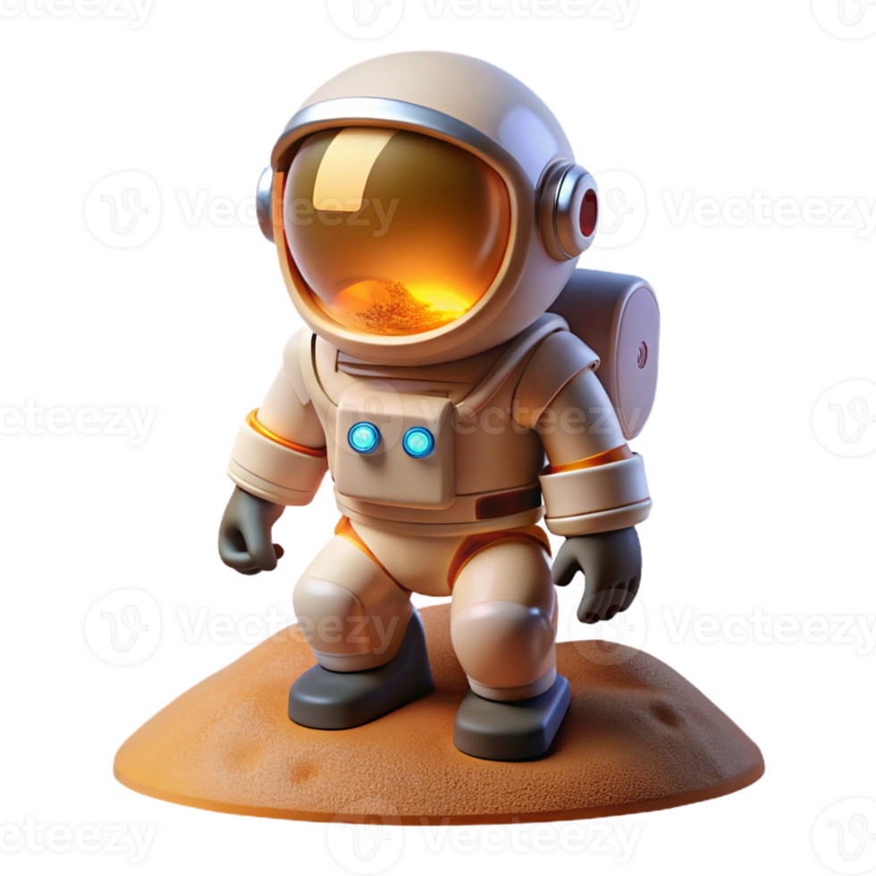 magnificent classic A robotic astronaut exploring the surface of Mars, illuminated by the harsh sunlight and the glow of its helmet lamp. Space art style genuine png