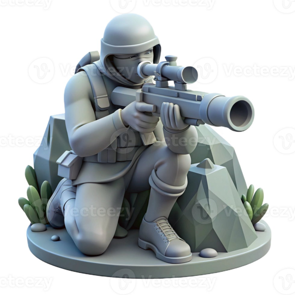 elegant modern A lone sniper, camouflaged amongst the ruins, takes aim through a high-powered scope. Cool, desaturated colors, tactical realism style 4K png