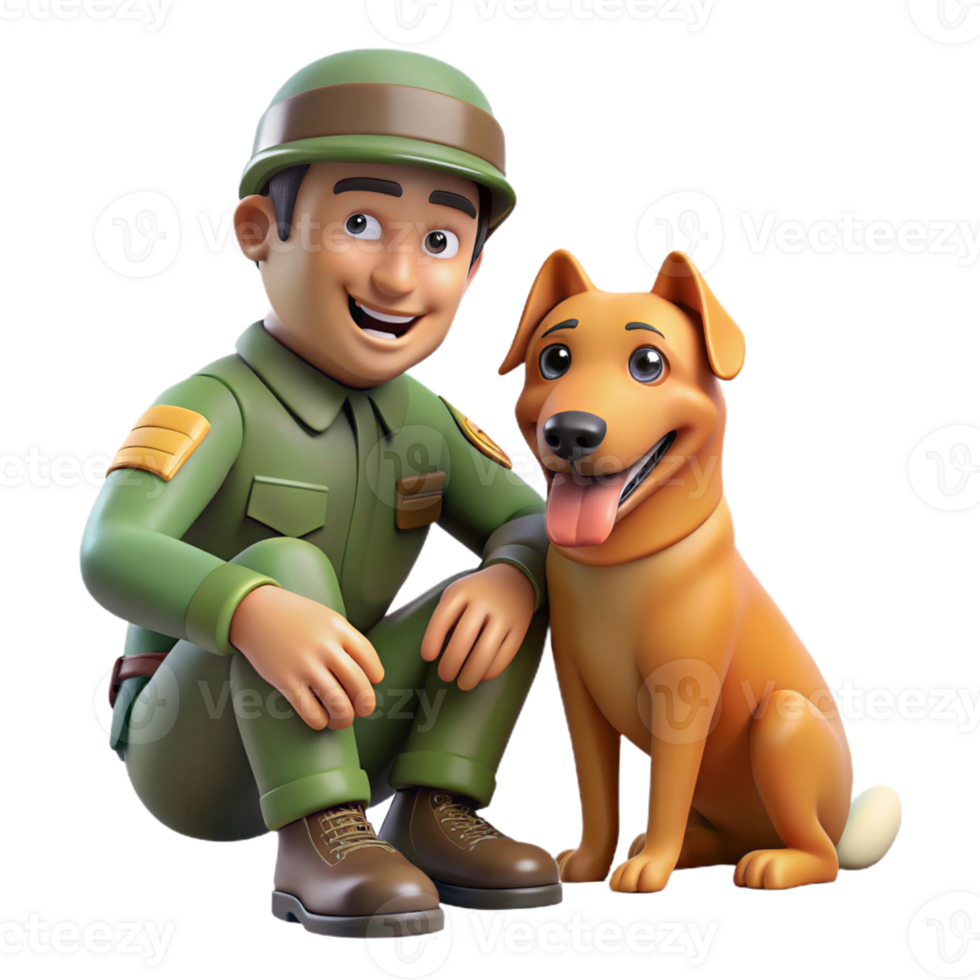 wonderful abstract A soldier shares a moment of camaraderie with a stray dog amidst the ruins. Touching composition, heartwarming style authentic png