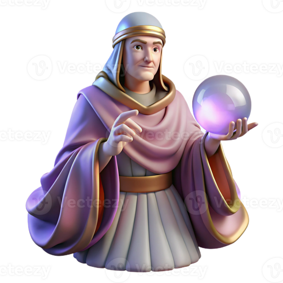 impressive rustic A wise oracle, draped in flowing robes, consulting a crystal ball, mystical, ethereal lighting. Renaissance style professional png